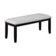 Amber Dining Bench | Gray Fabric Seat w Nailheads | Black Wood | 48"