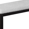 Amber Dining Bench | Gray Fabric Seat w Nailheads | Black Wood | 48"