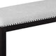 Amber Dining Bench | Gray Fabric Seat w Nailheads | Black Wood | 48"