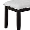 Amber Dining Bench | Gray Fabric Seat w Nailheads | Black Wood | 48"