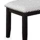 Amber Dining Bench | Gray Fabric Seat w Nailheads | Black Wood | 48"