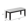 Amber Dining Bench | Gray Fabric Seat w Nailheads | Black Wood | 48"