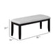 Amber Dining Bench | Gray Fabric Seat w Nailheads | Black Wood | 48"