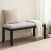 Amber Dining Bench | Gray Fabric Seat w Nailheads | Black Wood | 48"