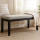 Amber Dining Bench | Gray Fabric Seat w Nailheads | Black Wood | 48"