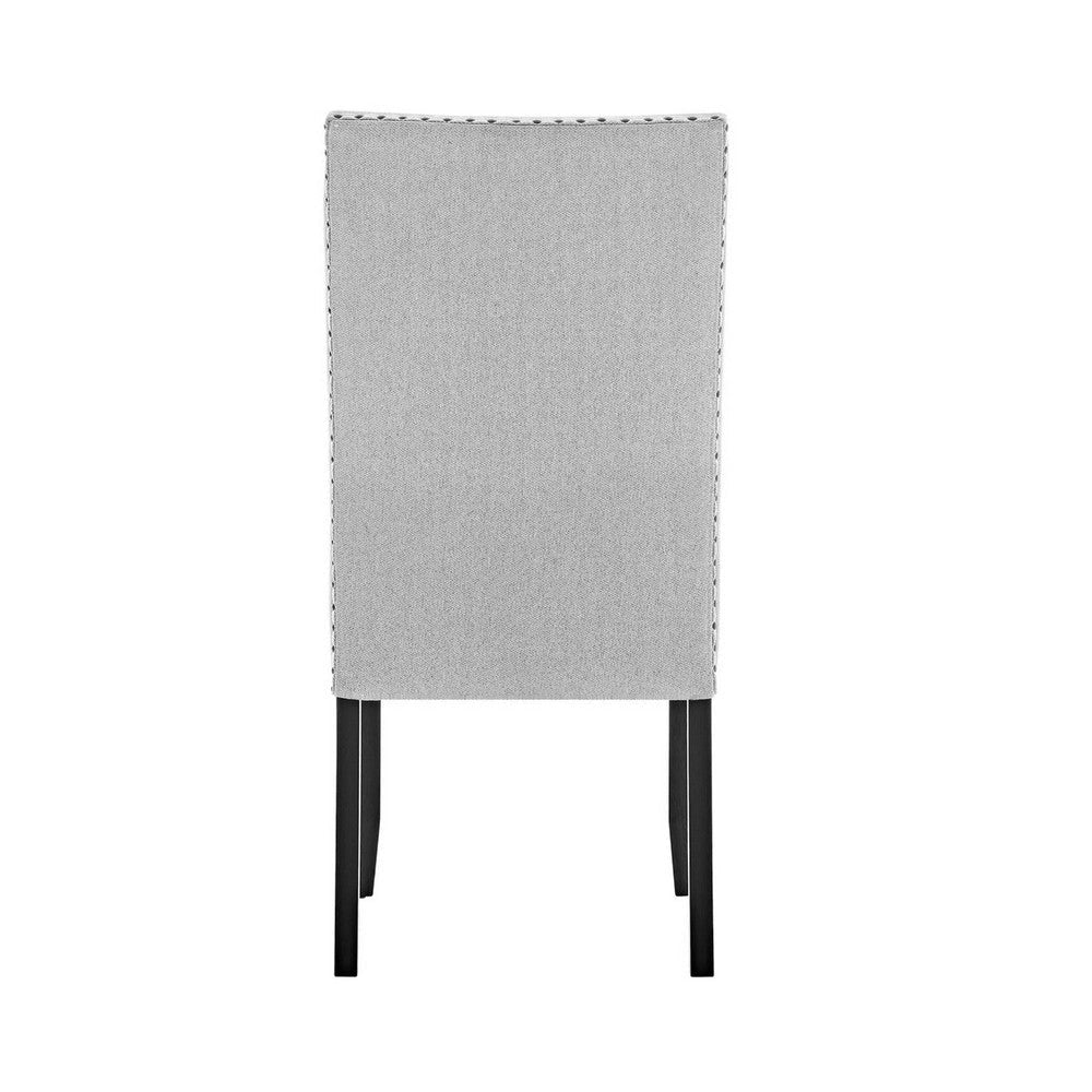 Viem Dining Chair Set of 2 | Black Wood | Gray Fabric Seat | Nailhead Trim BM340154