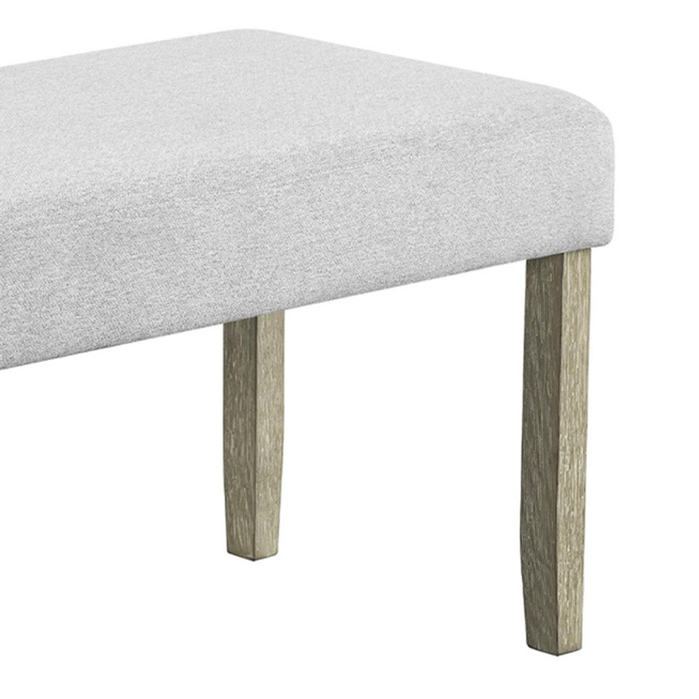 Koji Dining Bench | Gray Fabric Padded Seat | Brown Wood Frame | 42"
