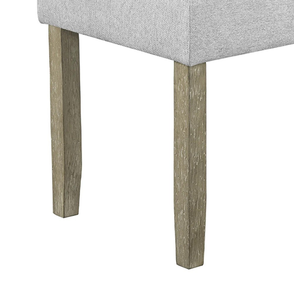 Koji Dining Bench | Gray Fabric Padded Seat | Brown Wood Frame | 42"