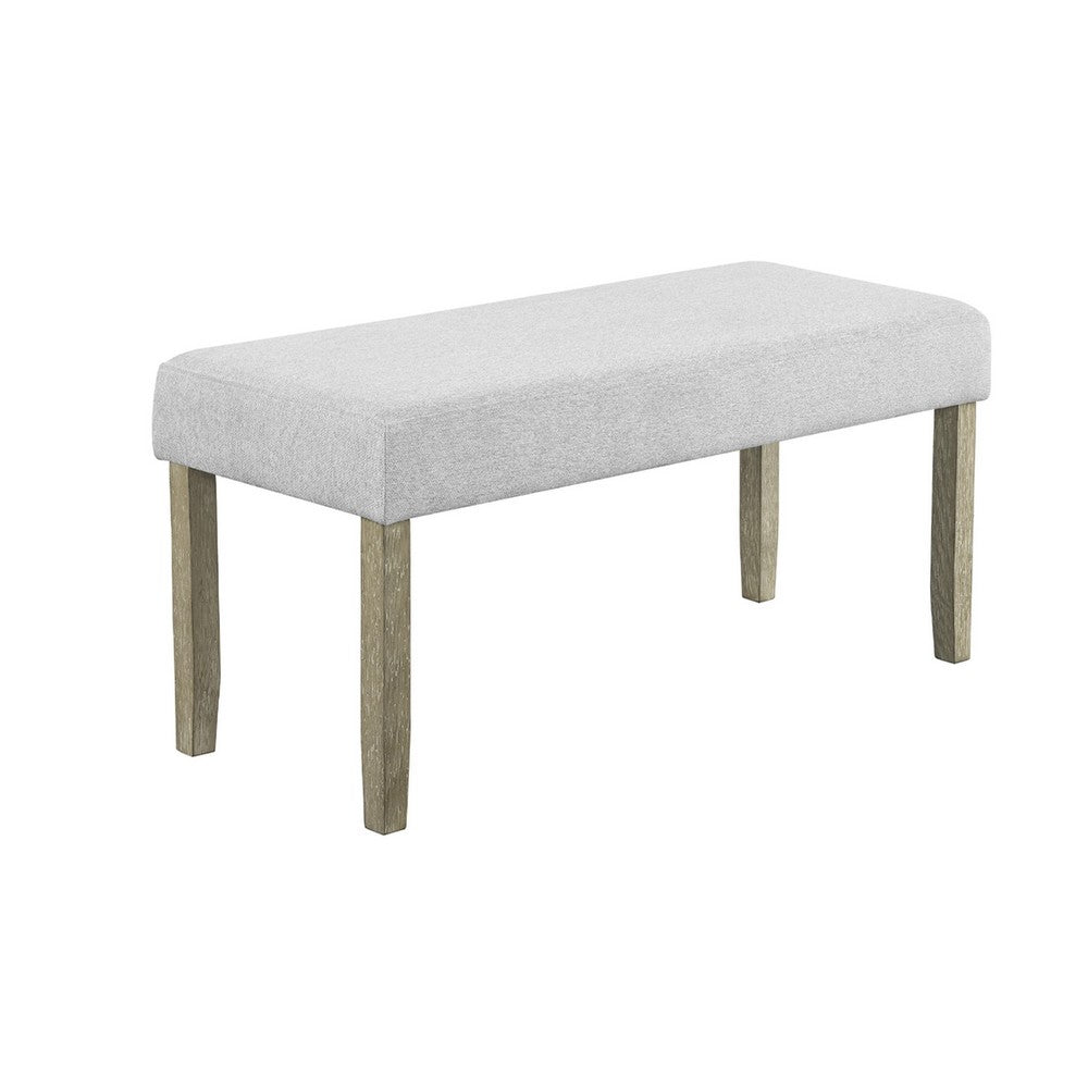 Koji Dining Bench | Gray Fabric Padded Seat | Brown Wood Frame | 42"