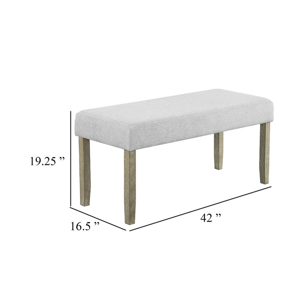 Koji Dining Bench | Gray Fabric Padded Seat | Brown Wood Frame | 42"