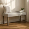 Koji Dining Bench | Gray Fabric Padded Seat | Brown Wood Frame | 42"