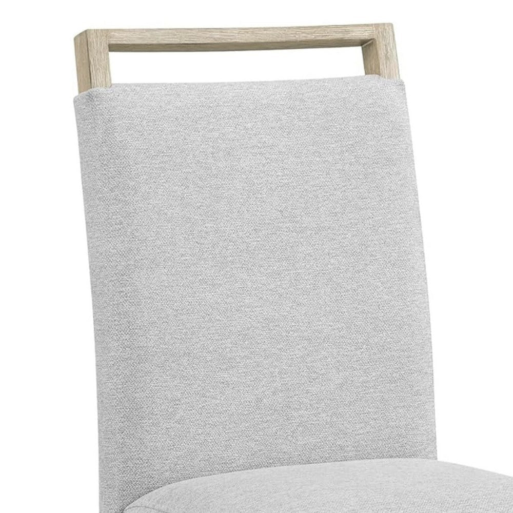 Koji Dining Chair Set of 2 | Gray Fabric Padded Seat | Brown Wood Frame BM340156