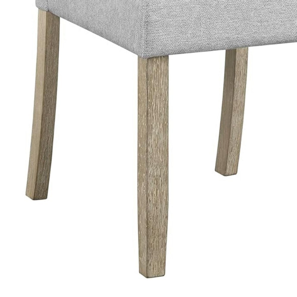 Koji Dining Chair Set of 2 | Gray Fabric Padded Seat | Brown Wood Frame BM340156