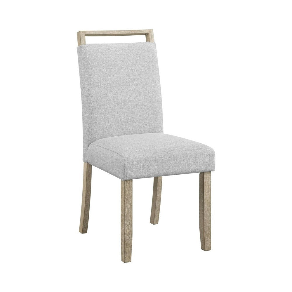 Koji Dining Chair Set of 2 | Gray Fabric Padded Seat | Brown Wood Frame