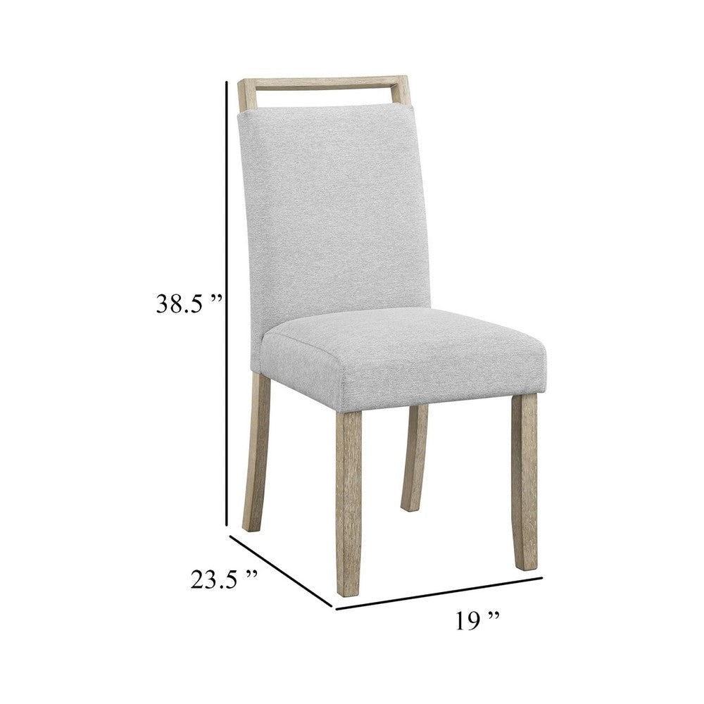 Koji Dining Chair Set of 2 | Gray Fabric Padded Seat | Brown Wood Frame BM340156