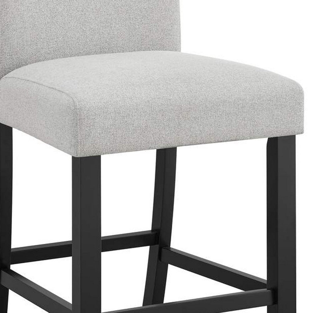 Riac Set of 2 Counter Height Chairs | Black Wood | Dove Gray Fabric Seat BM340157