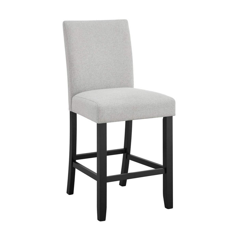 Riac Set of 2 Counter Height Chairs | Black Wood | Dove Gray Fabric Seat
