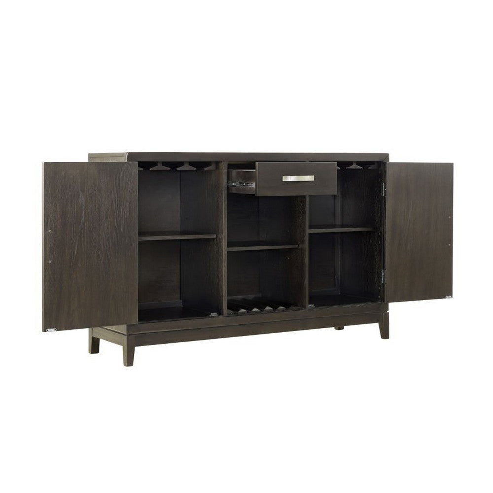 Jefy Sideboard Buffet Server Cabinet | Brown Wood | 2 Cabinets | 1 Drawer BM340158