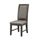 Jefy Side Dining Chair Set of 2 | Gray Faux Leather | Espresso Brown Wood BM340159