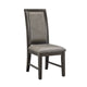 Jefy Side Dining Chair Set of 2 | Gray Faux Leather | Espresso Brown Wood
