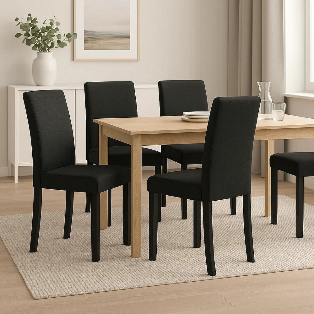 Syon Dining Chair Set of 4 | Black Wood Frame | Fabric Seat & Backrest BM340161