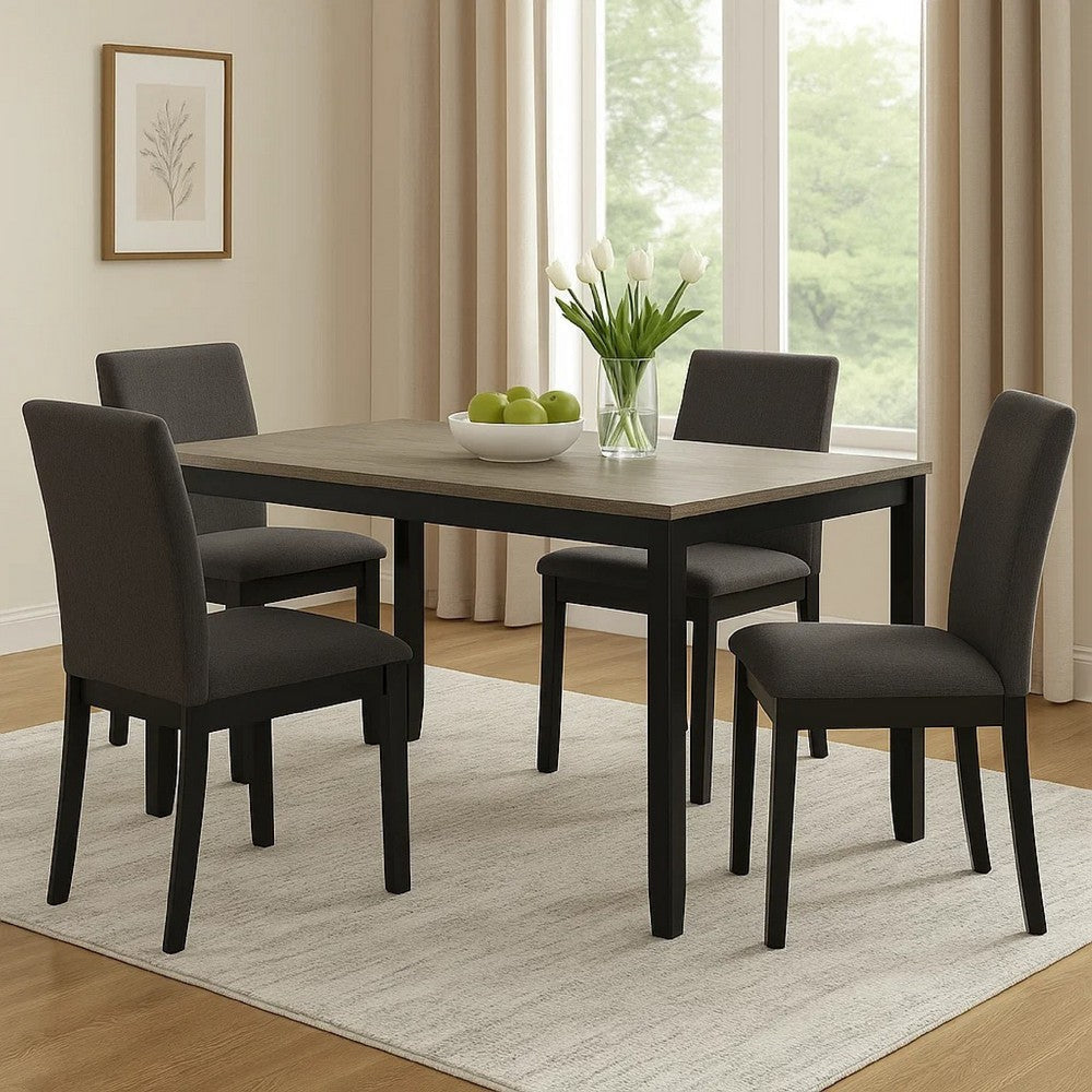 Emoi Dining Table | 71’’ Rectangular Gray Oak Wood Top | Black Legs BM340162