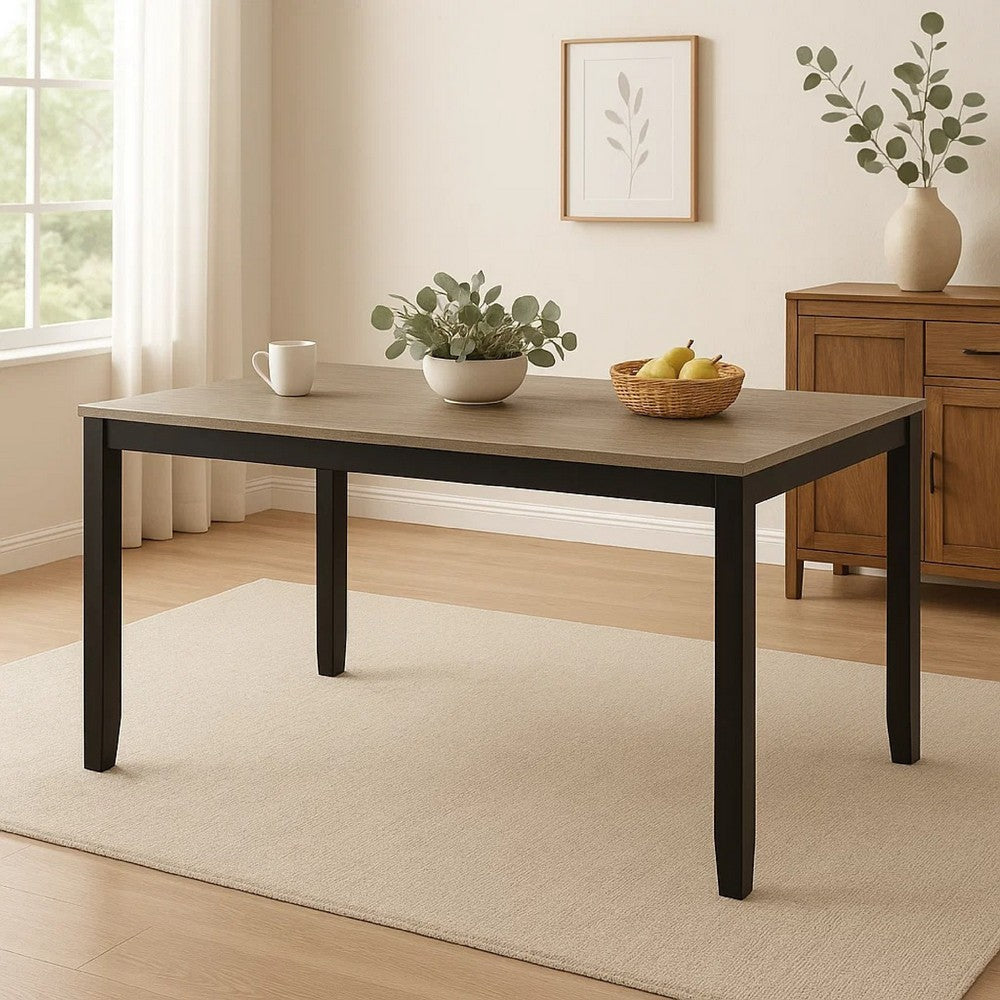Emoi Dining Table | 71" Rectangular Gray Oak Wood Top | Black Legs