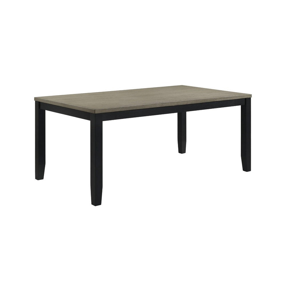 Emoi Dining Table | 71" Rectangular Gray Oak Wood Top | Black Legs
