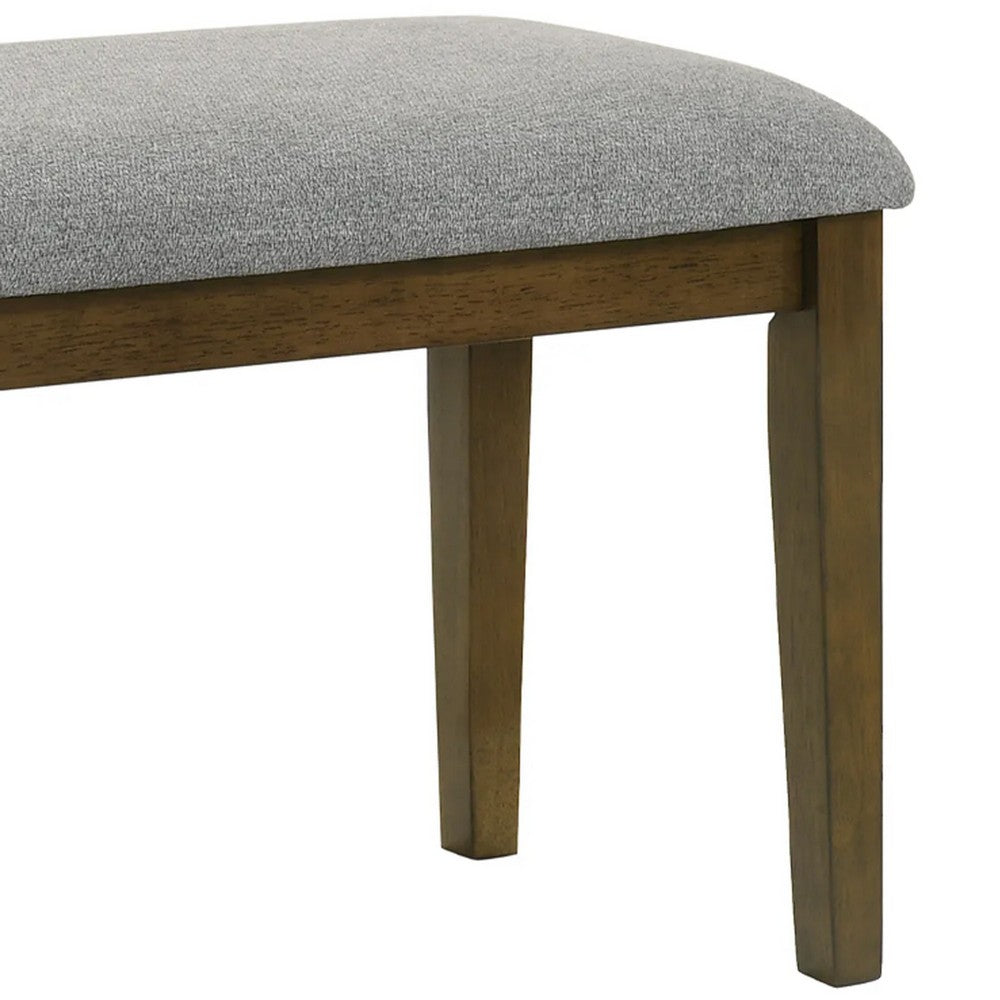 Lyoi Dining Bench | 47" Gray Rectangular Fabric Seat | Brown Wood