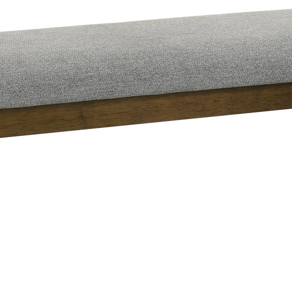 Lyoi Dining Bench | 47" Gray Rectangular Fabric Seat | Brown Wood