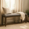 Lyoi Dining Bench | 47" Gray Rectangular Fabric Seat | Brown Wood