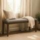 Lyoi Dining Bench | 47" Gray Rectangular Fabric Seat | Brown Wood