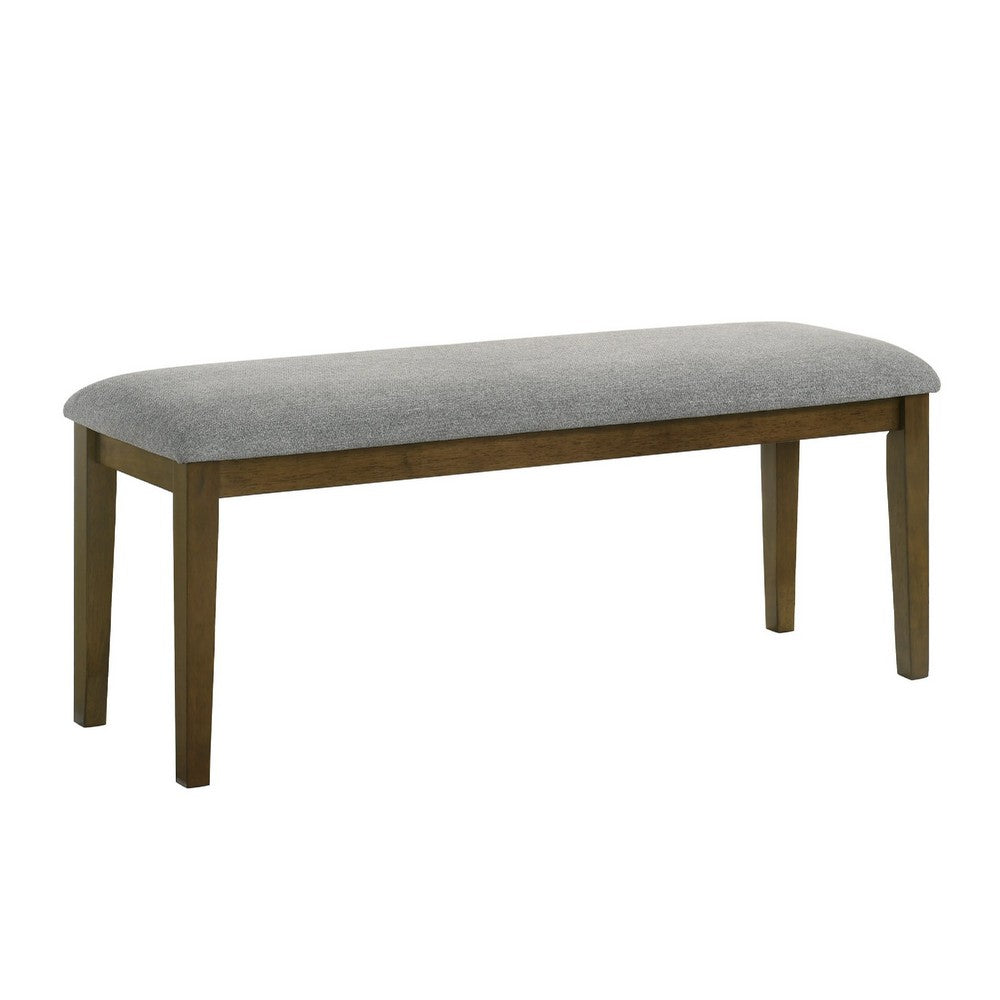 Lyoi Dining Bench | 47" Gray Rectangular Fabric Seat | Brown Wood