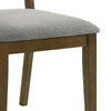 Lyoi Dining Chair Set of 2 | Gray Padded Fabric Seat | Brown Wood Legs BM340164