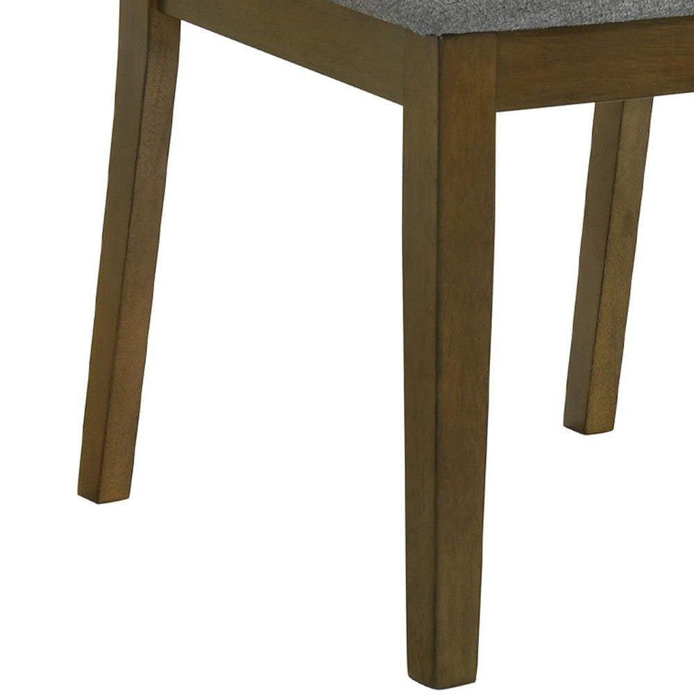 Lyoi Dining Chair Set of 2 | Gray Padded Fabric Seat | Brown Wood Legs BM340164