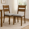 Lyoi Dining Chair Set of 2 | Gray Padded Fabric Seat | Brown Wood Legs BM340164