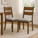 Lyoi Dining Chair Set of 2 | Gray Padded Fabric Seat | Brown Wood Legs BM340164