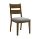 Lyoi Dining Chair Set of 2 | Gray Padded Fabric Seat | Brown Wood Legs