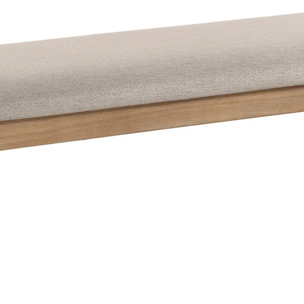 Aruk Dining Bench | 47’’ Khaki Rectangular Fabric Seat | Brown Wood BM340165