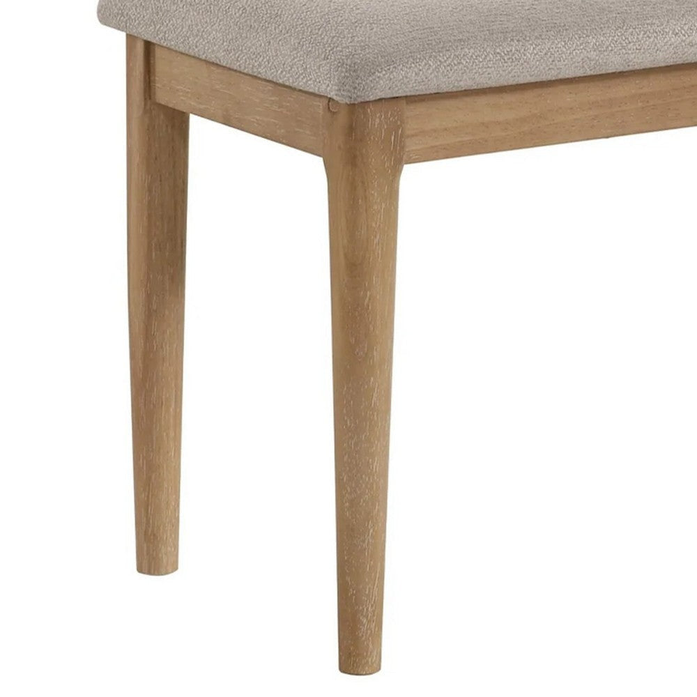 Aruk Dining Bench | 47’’ Khaki Rectangular Fabric Seat | Brown Wood BM340165