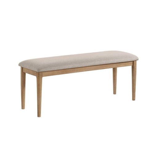 Aruk Dining Bench | 47" Khaki Rectangular Fabric Seat | Brown Wood