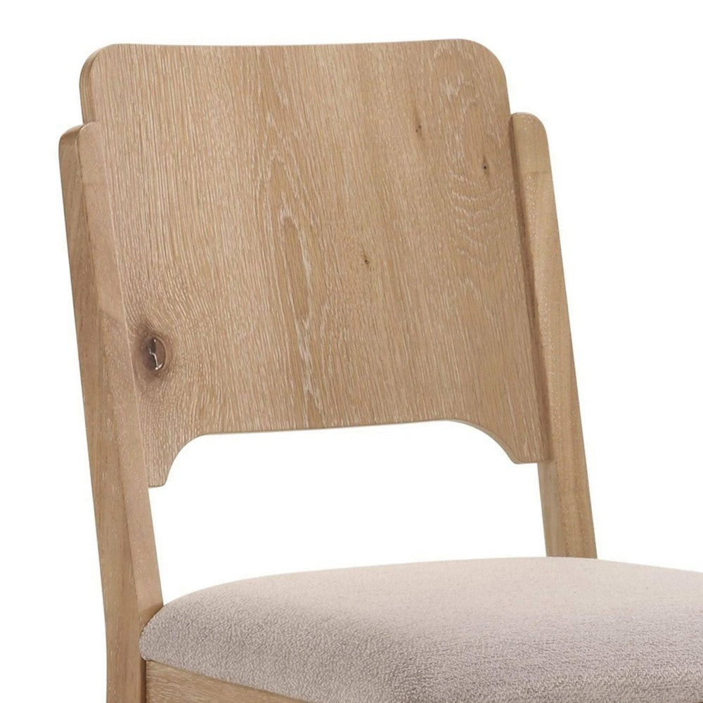 Aruk Dining Chair Set of 2 | Khaki Padded Fabric Seat | Brown Wood Legs BM340166