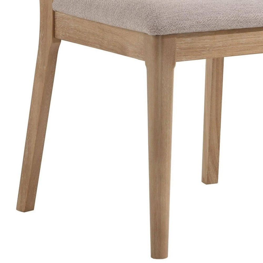 Aruk Dining Chair Set of 2 | Khaki Padded Fabric Seat | Brown Wood Legs BM340166