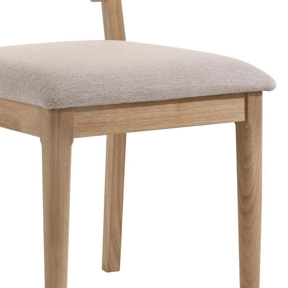 Aruk Dining Chair Set of 2 | Khaki Padded Fabric Seat | Brown Wood Legs BM340166