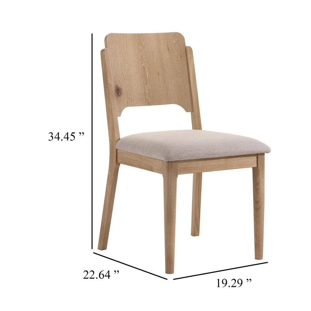 Aruk Dining Chair Set of 2 | Khaki Padded Fabric Seat | Brown Wood Legs BM340166