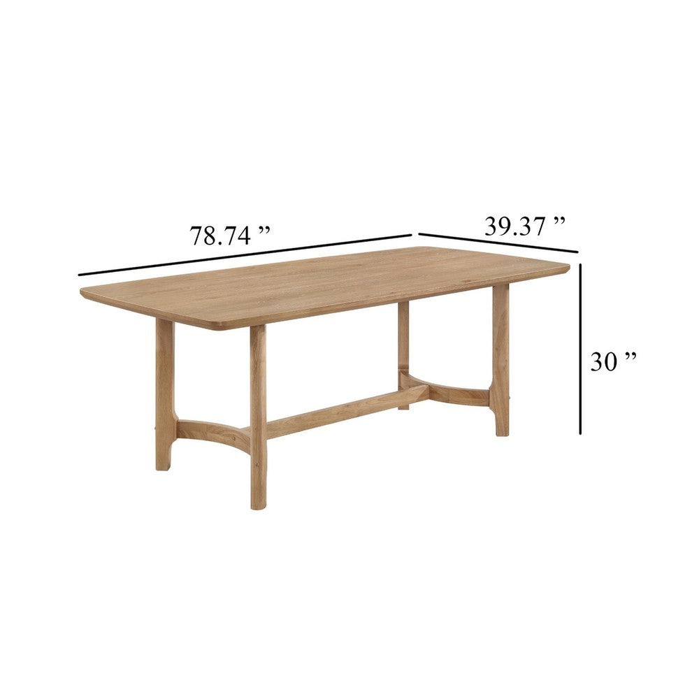 Aruk Dining Table | 79" Brown Wood Tabletop | Rounded Edges