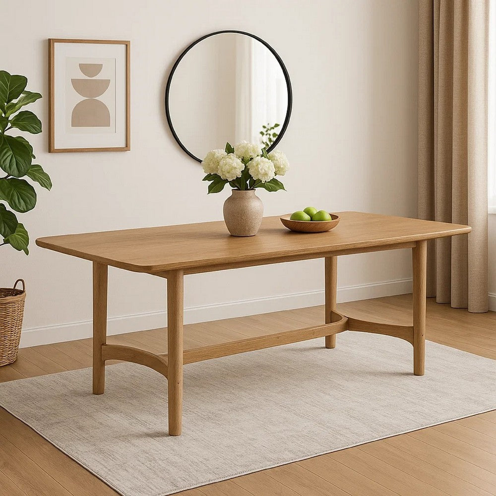 Aruk Dining Table | 79" Brown Wood Tabletop | Rounded Edges
