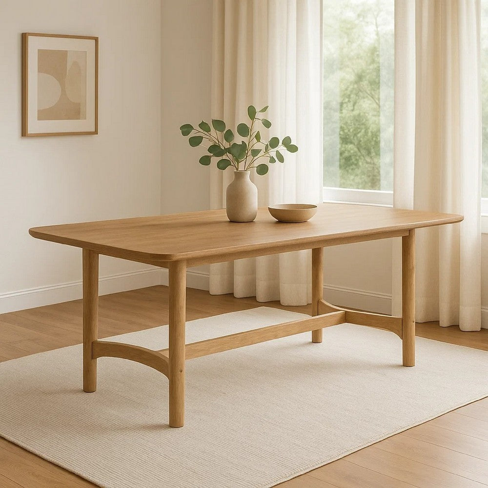 Aruk Dining Table | 79’’ Brown Wood Tabletop | Rounded Edges BM340167