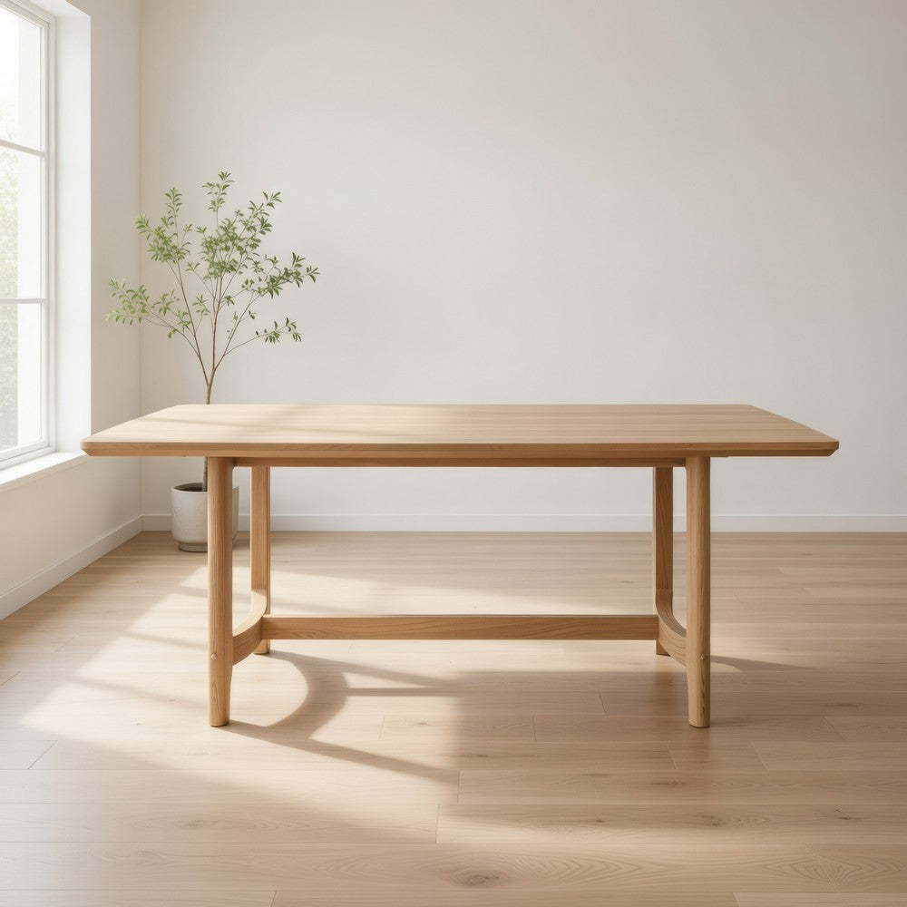 Aruk Dining Table | 79" Brown Wood Tabletop | Rounded Edges