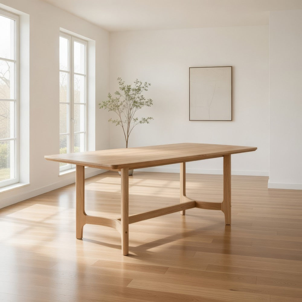 Aruk Dining Table | 79" Brown Wood Tabletop | Rounded Edges